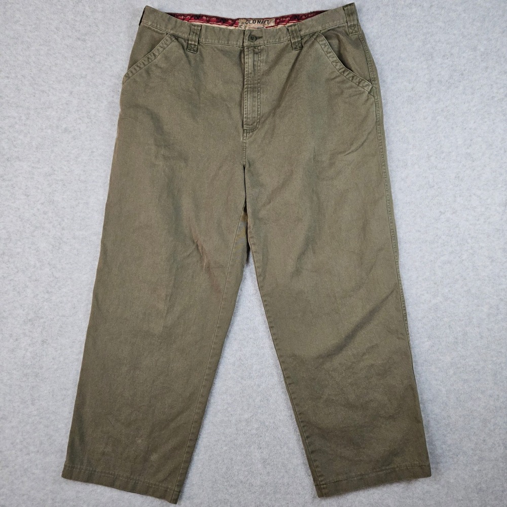 Old Navy Mens 38x34‎ Olive Green Pants Wide Leg Y2K Utility SP-2002 (Fits 38x30)